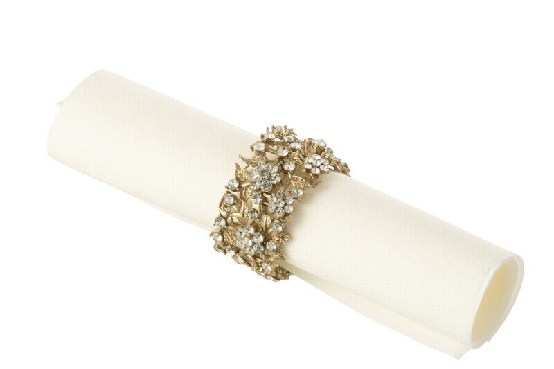 Doos 6 Servetring Breed Metaal Goud H 3 x B 5 x L 5 cm  (36101)