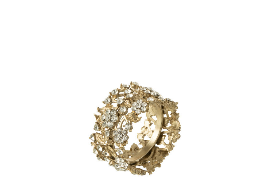 Doos 6 Servetring Breed Metaal Goud H 3 x B 5 x L 5 cm  (36101)