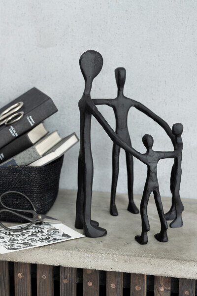 Figuur Familie Kring Aluminium Zwart H 31 x B 21 x L 22 cm (30225)