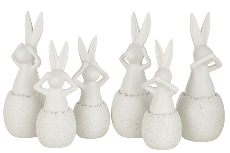 Konijn Horen/Zien/Zwijgen Keramiek Wit Small Assortiment Van 3 H 25 x B 9 x L 9 cm (21834)