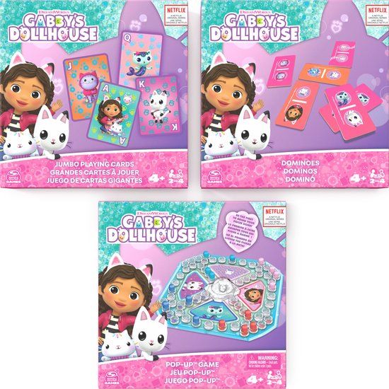 Gabby's Poppenhuis - Spellen &amp; Puzzel Pakket - PopUp Spel, Kaartspel, Domino's