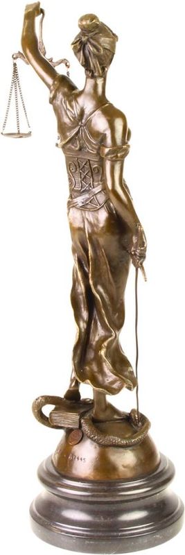 Vrouwe Justitia Beeld - Bronzen Beeld - Mythologie - Brons Kunst Sculptuur - Griekse en Romeinse God - Rechtvaardigheid - Decoratie - 18x15x45 (DSVG-74)