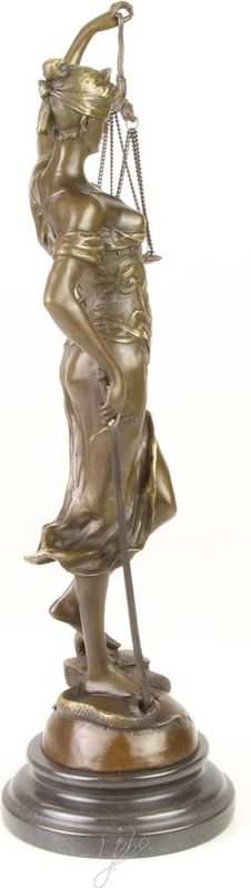 Vrouwe Justitia Beeld - Bronzen Beeld - Mythologie - Brons Kunst Sculptuur - Griekse en Romeinse God - Rechtvaardigheid - Decoratie - 13x12x40 (DSVG-75)