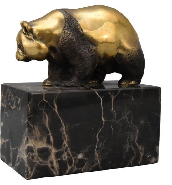 Bronzen panda - Bronzen beeldje - Dierenrijk - 14,2 cm hoog (DSSL-74)
