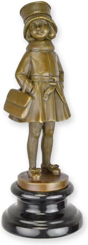 EEN BRONZEN BEELD VAN EEN JONG MEISJE H 27 x B 9,9 x L 9,9 cm (BX-73)