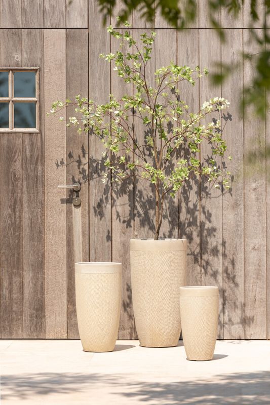 Set Van 3 Vazen Rond Hoog Klei Beige H 72 x B 38 x L 38 cm  (3296)