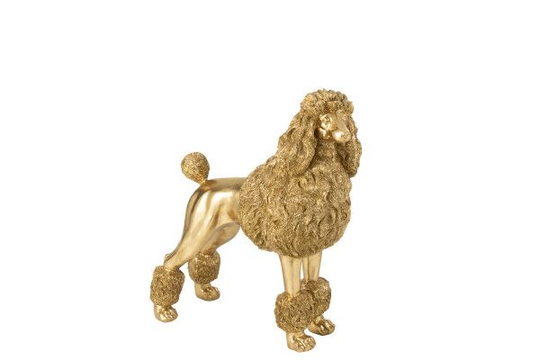 Poedel Staand Polyresin Goudkleurig Large H 66 x B 26 x L 58 cm (55315)