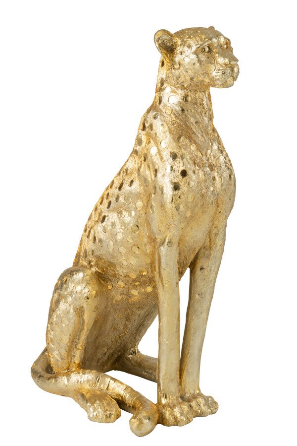 Luipaard Staand Polyresin Goudkleurig Large H 88 x B 36 x L 55 cm  (55319)