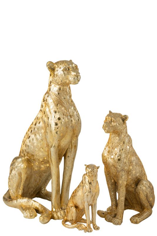 Luipaard Staand Polyresin Goudkleurig Large H 88 x B 36 x L 55 cm  (55319)
