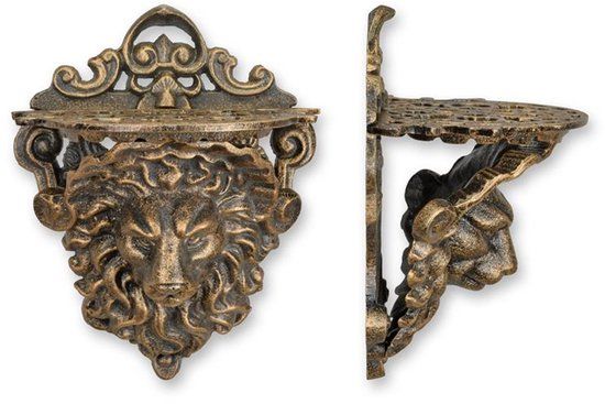 Bronzen beeld - Leeuwenkop - (wandconsole, 1 stuks) - 26,8 cm hoog (HA-88)