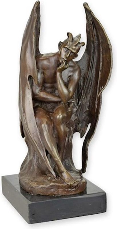 Satan - Bronzen Beeld - Duivel - Brons Sculptuur - Kunst Decoratie - 15x15x31 (YY-124)