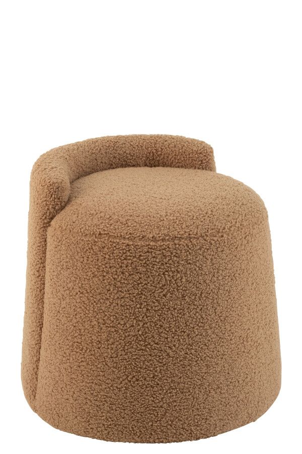Poef Teddy Rond+Rugleuing Bouclé Camel H 38 x B 40 x L 40 cm  (47191)