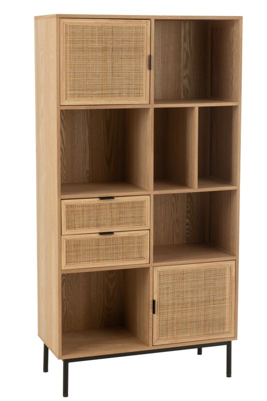 Kast Vakken Mdf/Metaal Naturel/Zwart H 174 x B 40 x L 90 cm  (50769)