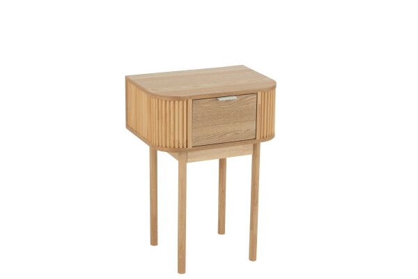 Nachtkast Rond Mdf/Dennenhout Naturel H 67 x B 40 x L 53 cm (50770)