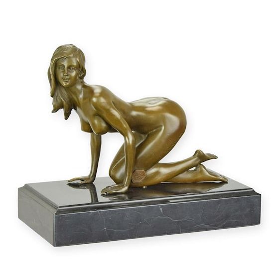 Naakte dame - Bronzen beeld - Erotisch sculptuur - 17,2 cm hoog