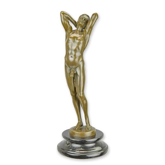 Erotisch beeld - Bronzen sculptuur Naakte man - Bronzen beeldje - Intiem - 31,6 cm hoog