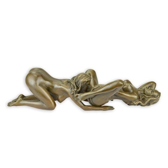 Bronzen beeld - Naakt stel seks - Erotisch sculptuur - 5,5 cm hoog