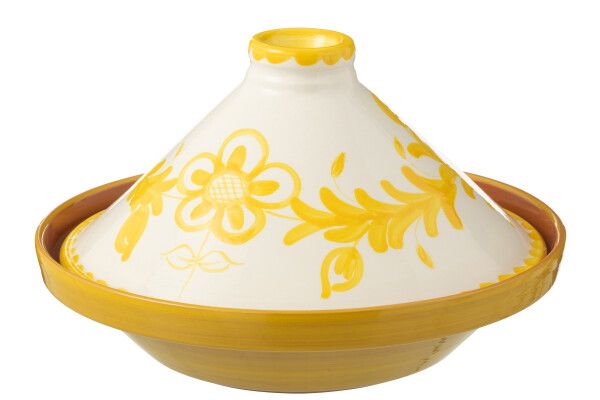 Tagine Granada Ceramic White/Yellow H 28 x B 20 x L 20 cm  (52060)
