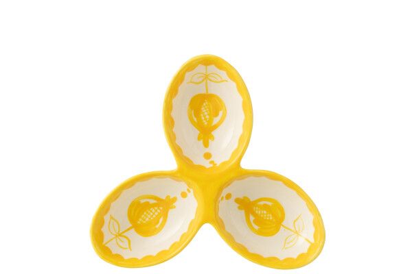 Apero Dish Granada Clover Ceramic White Yellow H 4 x B 24 x L 24 cm (52061)