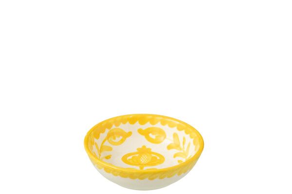 Bowl Granada Low Ceramic White/Yellow (set van 4) Small H 6 x B 14 x L 14 cm (52062)
