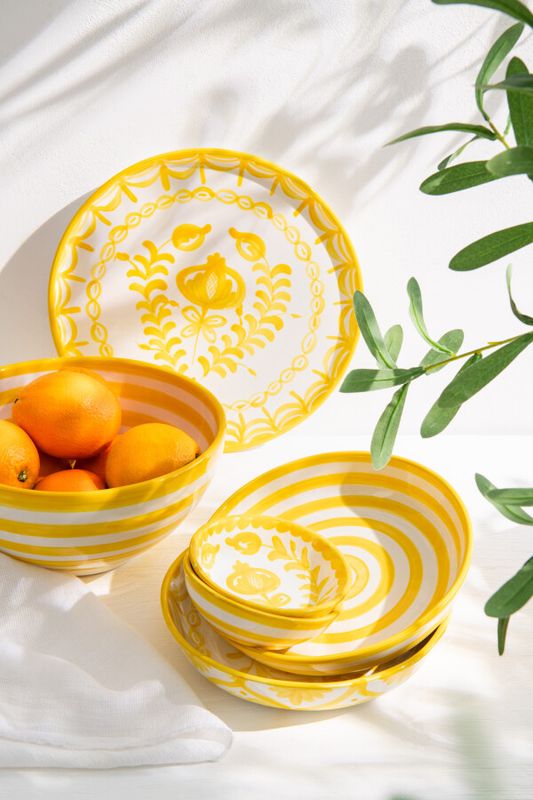 Plate Granada Ceramic White/Yellow H 2,5 x B 34 x L 34 cm  (52068)