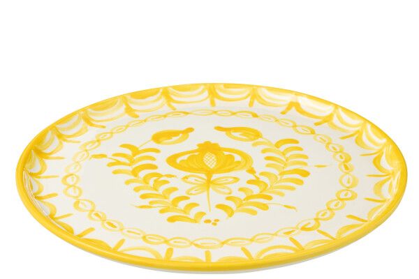 Plate Granada Ceramic White/Yellow H 2,5 x B 34 x L 34 cm  (52068)