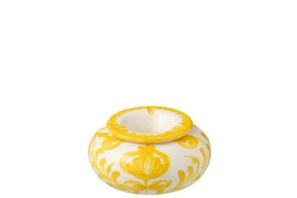 Ashtray Granada Ceramic White/Yellow Large H 7 x L 14 x B 14 cm  (52076)