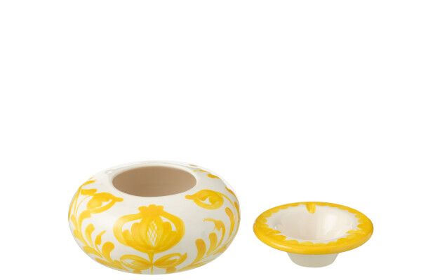 Ashtray Granada Ceramic White/Yellow Large H 7 x L 14 x B 14 cm  (52076)