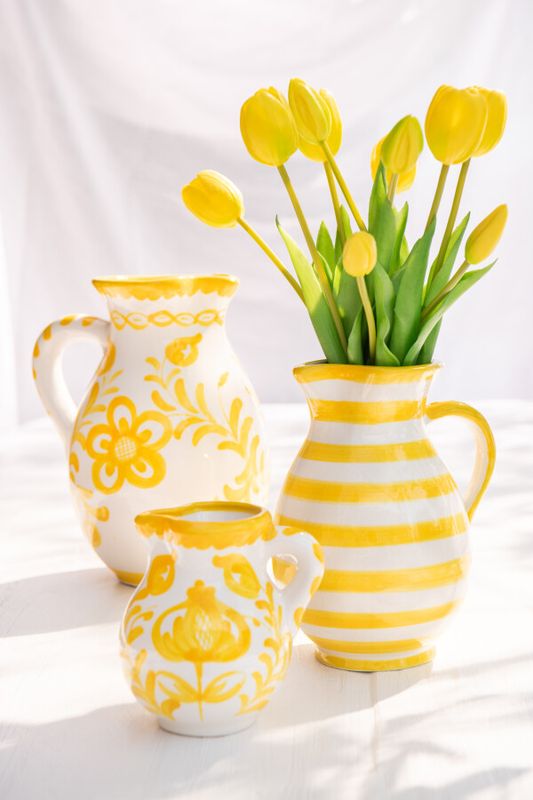 Pitcher Granada Ceramic White/Yellow Small H 13 x B 12 x L 12 cm (52072)