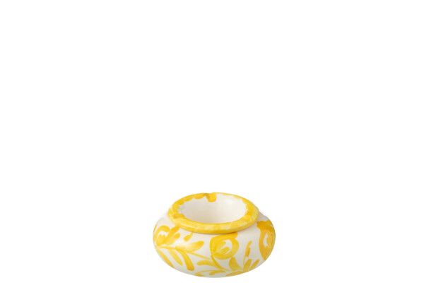 Ashtray Granada Ceramic White/Yellow Small H 5 x B 11 x L 11 cm (52075)