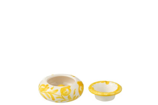 Ashtray Granada Ceramic White/Yellow Small H 5 x B 11 x L 11 cm (52075)