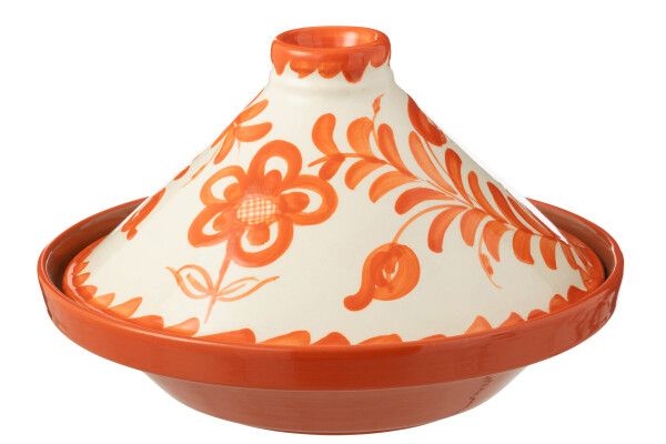 Tagine Granada Ceramic White/Orange H 28 x B 20 x L 20 cm (52077)