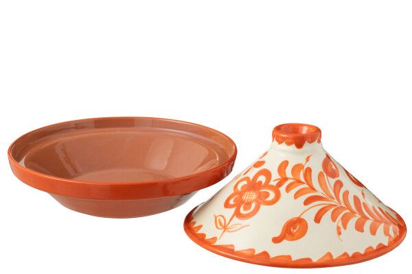 Tagine Granada Ceramic White/Orange H 28 x B 20 x L 20 cm (52077)