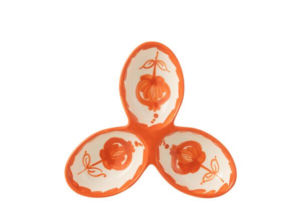 Apero Dish Granada Clover Ceramic White Orange H 4 x B 24 x L 24 cm (52078)