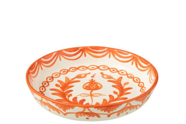 Bowl Granada Low Ceramic White/Orange Large (set van 4) H 6 x B 25 x L 25 cm  (52080)