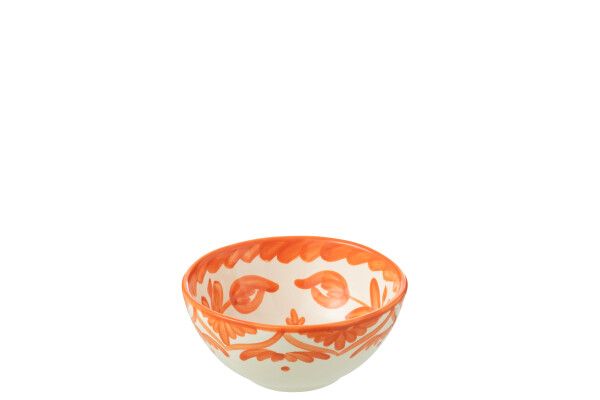 Bowl Granada High Ceramic White/Orange Small H 6,5 x B 14 x L 14 cm (52081)