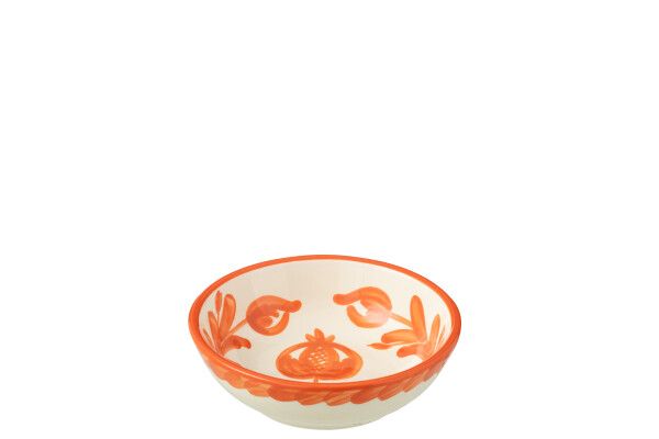 Bowl Granada Low Ceramic White/Orange Small (Set van 4) H 6 x B 14 x L 14 cm (52079)