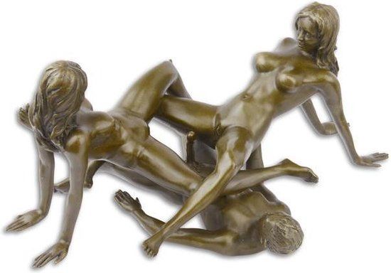 Bronzen beeld - Trio Groep - Erotisch sculptuur - 10,8 cm hoog (DSEC-27)