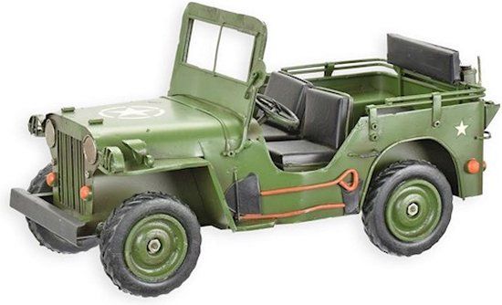 Leger Jeep - Model Auto - Blik Metaal - Miniatuur Voertuig - Army Decoratie - 29x14x15 (DSBL-200)