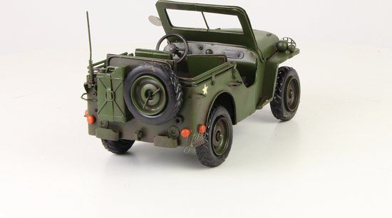 Leger Jeep - Model Auto - Blik Metaal - Miniatuur Voertuig - Army Decoratie - 29x14x15 (DSBL-200)