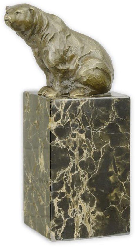 Zittende beer - Bronzen beeld - sculptuur - 22,1 cm hoog (SL-5)
