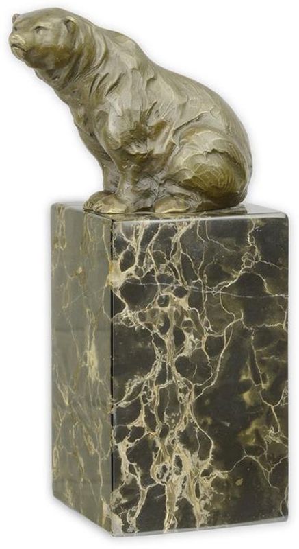 Zittende beer - Bronzen beeld - sculptuur - 22,1 cm hoog (SL-5)