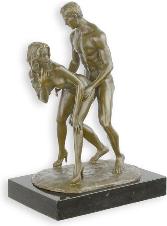 EEN EROTISCH BRONZEN BEELD VAN EEN PAAR DAT DE LIEFDE BEDRIJFT (EC-8)