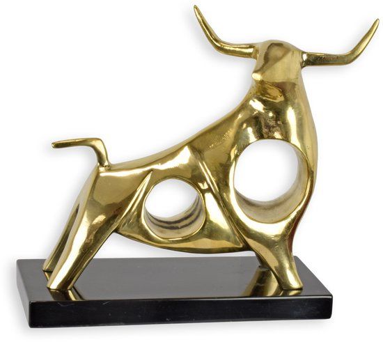 Bronzen beeld - Stier - marmeren basis - 21,5 cm hoog (TBE-48)