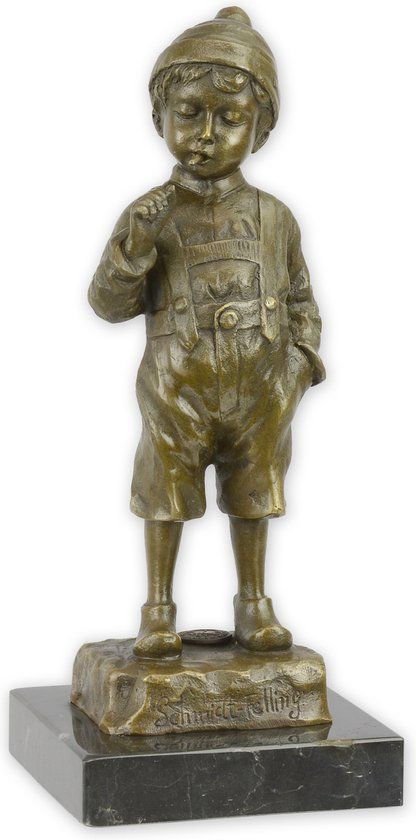 The Smoker' Bronzen Beeld - Gedetailleerd Sculptuur - 21 cm Hoog  (BR-220)