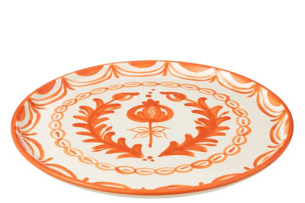 Plate Granada Ceramic White/Orange H 2,5 x B 34 x L 34 cm  (52085)