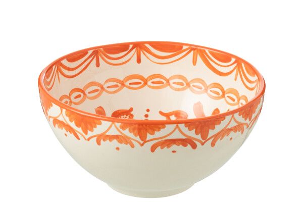 Bowl Granada High Ceramic White/Orange Large H 14 x  B 28 x L 28 cm (52083)