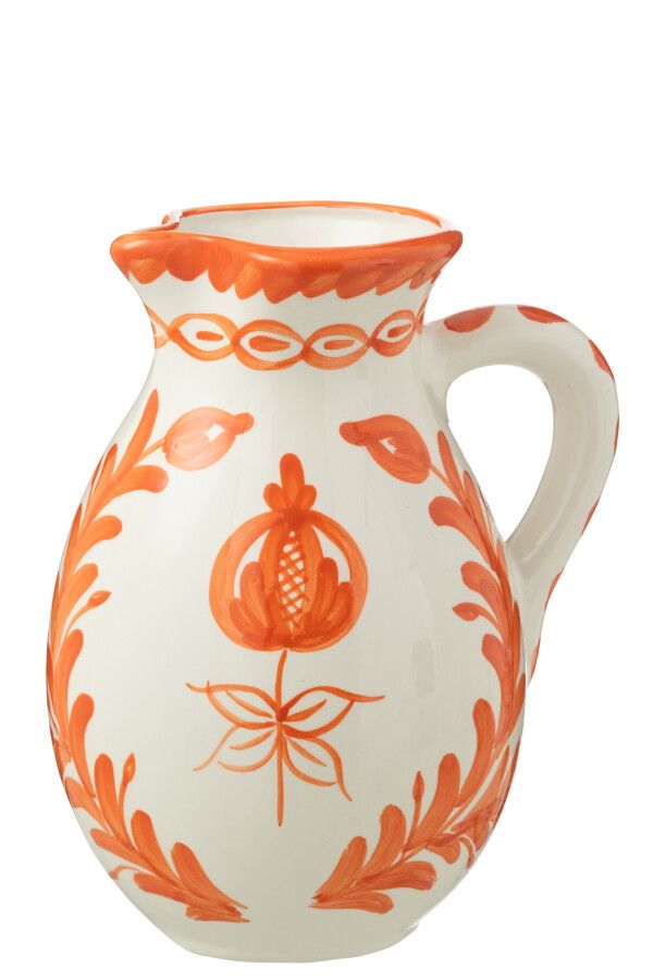 Pitcher Granada Ceramic White/Orange Large H 26 x B 20 x L 20 cm  (52091)