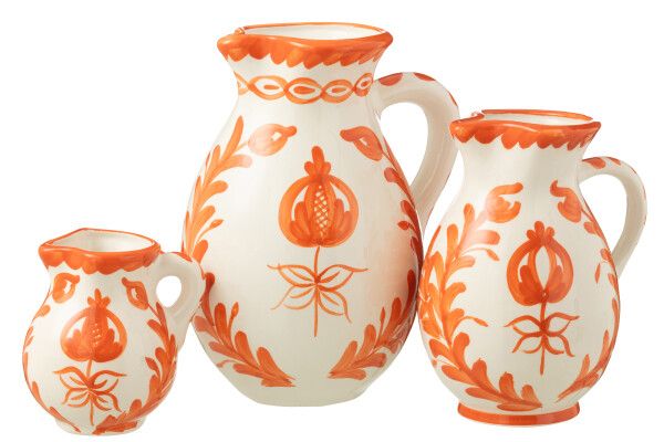 Pitcher Granada Ceramic White/Orange Large H 26 x B 20 x L 20 cm  (52091)