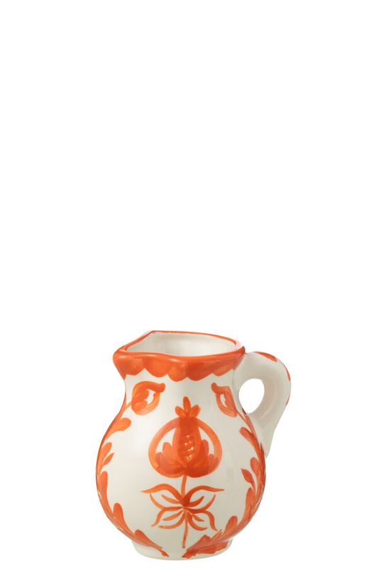 Pitcher Granada Ceramic White/Orange Small H 13 x B 12 x L 12 cm  (52089)